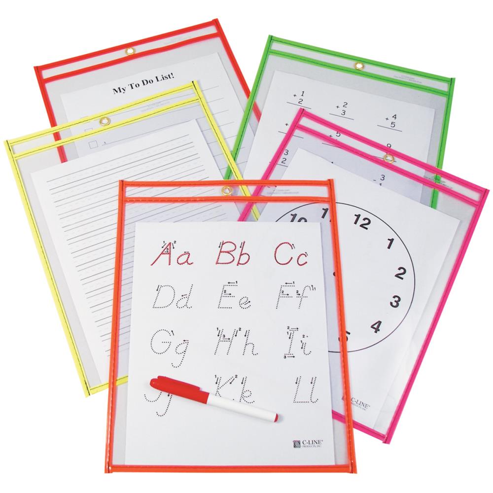 Reusable Dry Erase Pockets 9"X12"